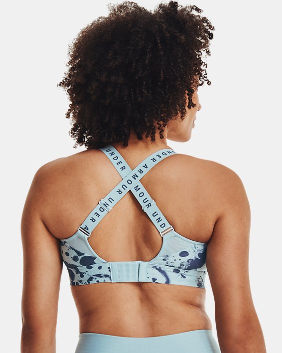 Women's UA Infinity High Printed Sports Bra in Blue image number 5